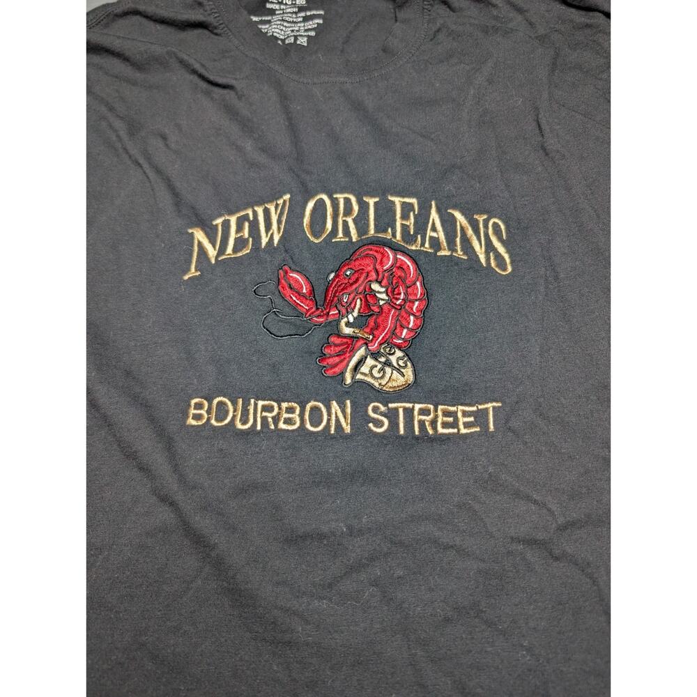 Vintage Classic Black Cotton Knit Graphic Embroidered Crew Neck Men's T-Shirt XL